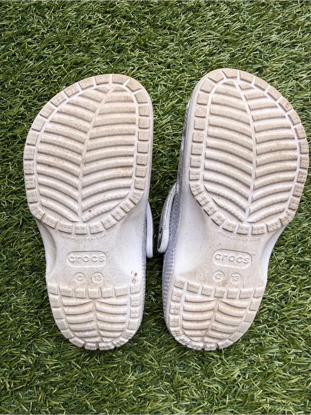 CROCS Kids' Glitter Clog in Sparkling Silver